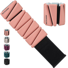 Load image into Gallery viewer, BECOJADDE Ankle Weights Set of 2 (2 lb Each) Adjustable Wrist Weights -Pewter Peach
