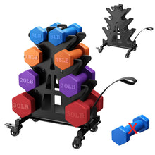Load image into Gallery viewer, 4-Tier Dumbbell Rack on Wheels – Portable A-Frame Weight Rack for Home Gym, Fits 3-30 lb Dumbbells (Rack Only)
