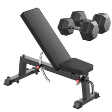 Load image into Gallery viewer, HANDBODE Adjustable Weight Bench for Full Body Workout, 1300 lb Weight Capacity Bench Press Bench of Home Gym Strength Training, Incline Upright Flat Utility Workout Bench with 50 lb Dumbbells
