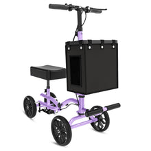 Load image into Gallery viewer, Fvzzin Lightweight Knee Scooter Crutch Alternative, Foldable &amp; Adjustable Knee Scooter for Adults for Foot Surgery, Steerable Knee Walker with Detachable Basket, Includes DIY Stickers-Cream Purple
