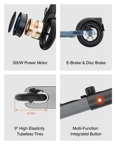 Electric Scooter for Adults, Commuter Electric Scooter, 15.5 MPH, 18.6 Miles, Lightweight Scooter Ambient Light, 600W Peak Power