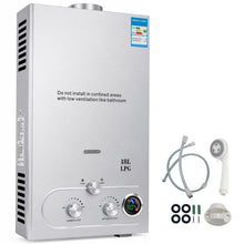 Load image into Gallery viewer, PEIXU Portable Propane Water Heater 18L – Outdoor Camping Shower with Digital Display, Tankless Instant Heating for RV, Cabin, Hunting, Off-Grid Use
