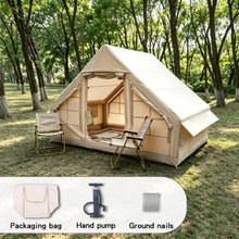 Load image into Gallery viewer, FORESTEP Inflatable Camping Tent with Stove Jack, 3-Min Setup 4 Person Blow Up Glamping Tent, 9.8' x 6.9' 6.6ft Standing Height, One-Piece Windproof Bug-Proof 3 Season Family Tent
