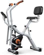 Load image into Gallery viewer, Pooboo Foldable Stationary Exercise Bike with Elliptical Mode, 8-Level Magnetic Resistance-Sliver Grey
