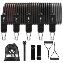Load image into Gallery viewer, WHATAFIT Resistance Bands, Exercise Bands，Resistance Bands for Working Out, Work Out Bands with Handles for Men and Women Fitness, Strength Training Home Gym Equipment
