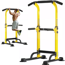 Load image into Gallery viewer, soges Power Tower Pull Up Bar Station, Free Standing Pull Up Rack Dip Station for Home Gym- Yellow

