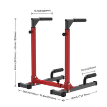 Load image into Gallery viewer, SELEWARE Heavy Duty Dip Bar, Adjustable Width &amp; Height Dip Station - Red and Black
