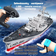 Load image into Gallery viewer, 23.6&quot; Inch Remote Controlled Warship Battleship10km/h 4WD 2.4G RC Controlled Ship 1:390 Scale On Water Lakes Pools Exhibits Models
