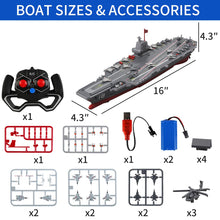 Load image into Gallery viewer, RC Boats for Kids 8-12, 16-inch Warship Battleship Aircraft Carrier with 2 Rechargeable Batteries, 15mph High Speed Remote Control Military Ship
