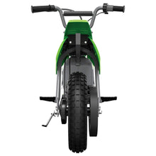 Load image into Gallery viewer, MX400 Dirt Rocket 24V Electric Toy Motocross Dirt Bike with Hand-Operated Brakes and Retractable Kickstand, Green (2 Pack)
