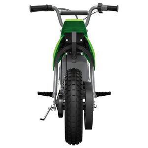 MX400 Dirt Rocket 24V Electric Toy Motocross Dirt Bike with Hand-Operated Brakes and Retractable Kickstand, Green (2 Pack)