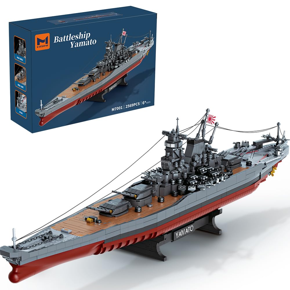 Japanese Yamato Battleship Building Blocks Set, 2569 Pieces WWII Navy Ship MOC Toy, Excellent Battleship Model Building