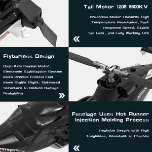 1/34 Helicopter, 2.4G 9CH  RC Helicopter Model with 6G/3D Stunt Mode and GPS Positioning (RTF/Mode 1/2 Switchable)