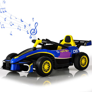 12V 12Ah Electric Go Kart for Kids, Drift Kart with Remote Control, Ride On Go Cart with Slow Start Function, Blue