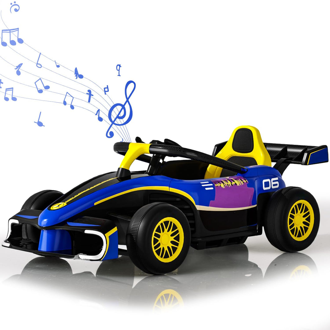 12V 12Ah Electric Go Kart for Kids, Drift Kart with Remote Control, Ride On Go Cart with Slow Start Function, Blue