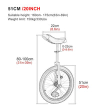 Load image into Gallery viewer, Red Unicycles for Adults Kids - Steel Frame, 20 Inch One Wheel Balance Bike for Teens Men Woman Boy Rider, Mountain Outdoor
