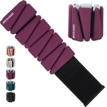 Load image into Gallery viewer, BECOJADDE Ankle Weights Set of 2 (2 lb Each) Adjustable Wrist Weights -Pewter Burgundy
