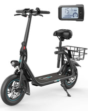 Load image into Gallery viewer, Electric Scooter with Seat, 450W Powerful Motor up to 20 Miles Range, Foldable Max Speed 15.5Mph, Commuter Electric Scooter with Basket
