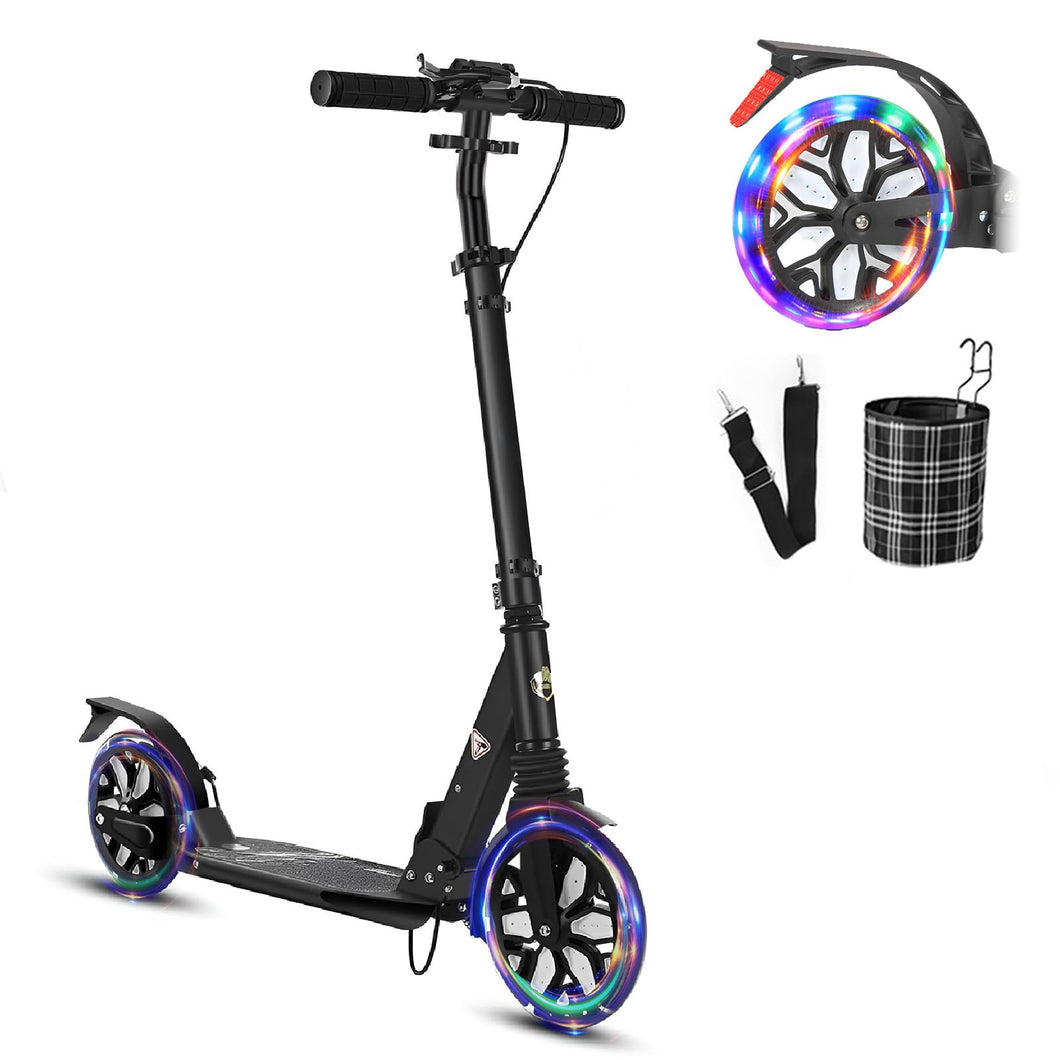 Commuter Adult Scooter 300 lbs Capacity, Big Wheels Scooters, Bearing ABEC 9, 15 lbs (Black)