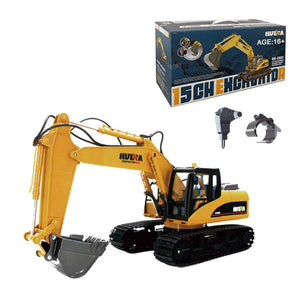 RC Construction Vehicles, HUI-NA 1535-1 1/14 Scale 2.4GHz RC 15CH Excavator Grill Grabber Model, Powered Construction Vehicles Toys