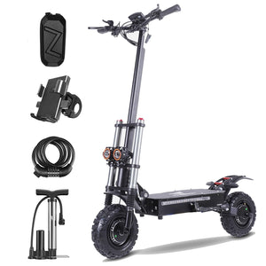 Adult Electric Scooter, High-Power Dual-Drive 6000W Motors Maximum Speed 50 mph, Range 60 Miles 11-inch tubeless Off-Highway Tires