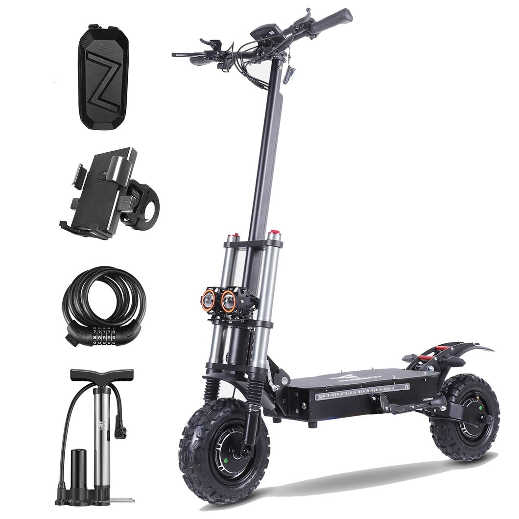 Adult Electric Scooter, High-Power Dual-Drive 6000W Motors Maximum Speed 50 mph, Range 60 Miles 11-inch tubeless Off-Highway Tires