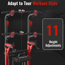 Load image into Gallery viewer, Power Tower Dip Station Pull Up Bar for Fitness Home Gym Workout,450 Pounds Multi-Function Adjustable Height Fitness Strength Training Exercise Equipment
