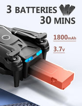 Load image into Gallery viewer, Cool Mini Drone with Camera for Kids Adults Beginners, 1080P FPV Camera Remote Control Drone for Kids with 3 Batteries, One-Click Take Off/Landing
