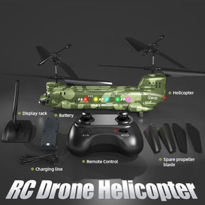RC Helicopter, Remote Control Military Helicopter with Camera, Twin-Propeller with Altitude Hold, One Key take Off
