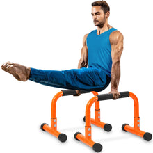 Load image into Gallery viewer, TABEKE Push Up Bar, 12" High Parallettes Bars &amp; Dip Bar - Orange

