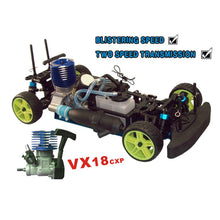 Load image into Gallery viewer, Nitro RC Cars 1/10 Two Speed Nitro Gas Power Car for Adults - Fast Drift 4WD 80KM/H Metal Chassis Gas Off Road Short Course Truck (Blue)
