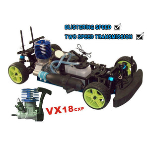 Nitro RC Cars 1/10 Two Speed Nitro Gas Power Car for Adults - Fast Drift 4WD 80KM/H Metal Chassis Gas Off Road Short Course Truck (Blue)