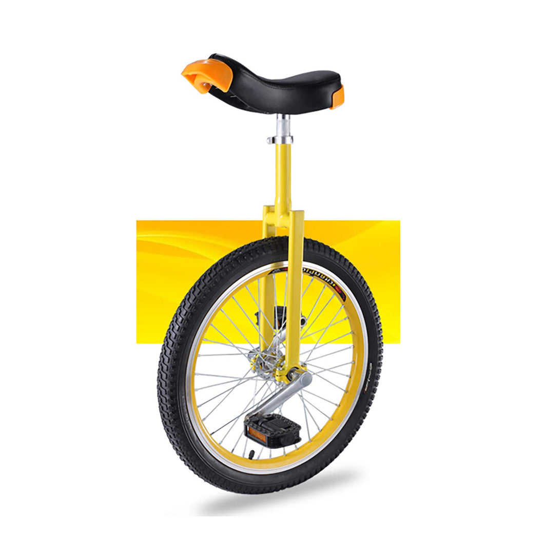 Unicycle, Unicycle for Kids, Adjustable Outdoor Unicycle with Alloy Rim(16'',18'',20'') Leakproof Butyl Tire Wheel Cycling Outdoor Sports Fitness,Yellow,20″