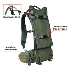 Load image into Gallery viewer, SPIKA Hunting Backpack Internal Frame for Men Waterproof Hunting Pack with Rifle Holder Rain Cover Extendable 40L+ Capacity
