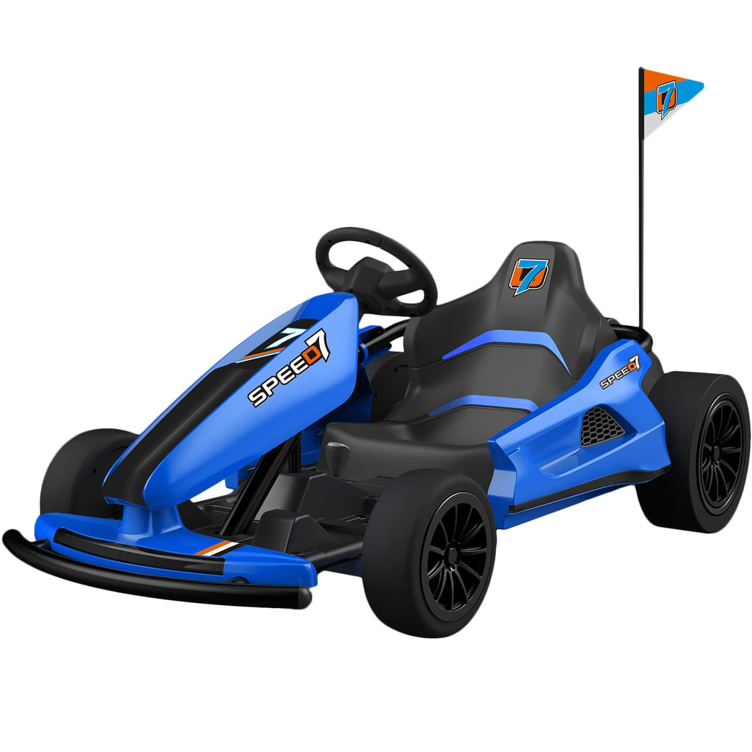 Kids Electric Go Kart 24V 10Ah Battery for Kids Ages 6-12, Two Driving Modes, Max Speed 7.5Mph - Blue