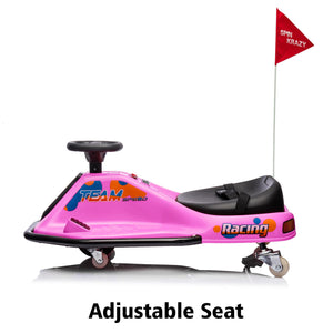 24V Electric Drifting Go Kart for Kids, Outdoor Ride On Toy, High/Low Speed Switch, Electric Go-Kart for Ages 3+ (Pink)
