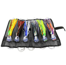 Load image into Gallery viewer, OCEAN CAT Trolling Lure Set of 6 6 inch Offshore Big Game Deep Sea Fishing Gear Mahi Trolling Lure for Marlin Tuna Mahi Dolphin Durado Wahoo Free Mesh Bag (6 in - Crystal Head - 6pcs)
