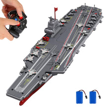 Load image into Gallery viewer, RC Boats for Kids 8-12, 16-inch Warship Battleship Aircraft Carrier with 2 Rechargeable Batteries, 15mph High Speed Remote Control Military Ship
