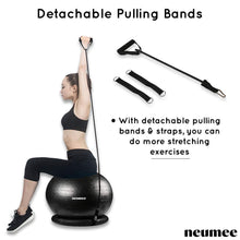 Load image into Gallery viewer, NEUMEE Yoga Ball Chair with 65cm Exercise Ball &amp; 2 Resistance Bands, Stability Base for Home Office, Yoga, Pilates &amp; Fitness, Balance Ball for Posture, Core Strength &amp; Low Impact Workouts (Teal)
