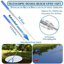 Load image into Gallery viewer, Daily Favorites DF 4-in-1 Disc Golf Retriever Pole - 16-ft Telescopic Stainless Steel, Disc Golf Disc Retriever with Hooks Suction-Cup Carry Bag - Disc Golf Accessories for Water Trees Bushes.

