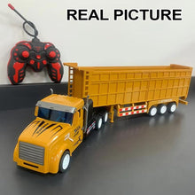 Load image into Gallery viewer, Remote Control Dump Toy for Kids - 17.3&quot; RC Semi Truck with 2 Batteries, 1:32 Construction Vehicles with Lights
