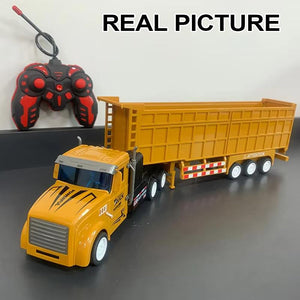 Remote Control Dump Toy for Kids - 17.3" RC Semi Truck with 2 Batteries, 1:32 Construction Vehicles with Lights