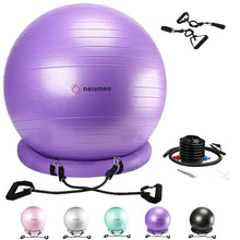 Load image into Gallery viewer, NEUMEE Yoga Ball Chair with 65cm Exercise Ball &amp; 2 Resistance Bands(Purple)
