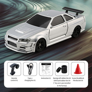 RC Electric Mini Racing Drift Car Model 1:43 Scale 2.4G Full Scale Linkage Light Set Max Speed 15km/h Indoor Mini RC Toys