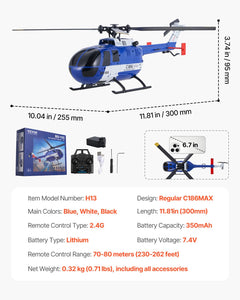 RC Helicopter, 2.4GHz 4-Propeller Remote Control Helicopter with 6-Axis Gyro, 4-Channel RC Airplane for Beginner, LED Light & One-Key Takeoff
