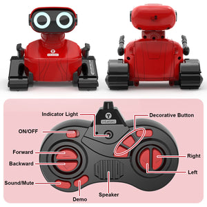 Robot Toys, Remote Control Robot Toy, RC Robots for Kids with LED Eyes, Flexible Head & Arms (Red)