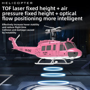RC Helicopter, 2.4G 6CH UH-1 Huey Flybarless RC Helicopter, 6-Axis Gyroscope Stabilization, with Altitude Hold & 3D Inverted Flight
