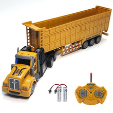 Load image into Gallery viewer, RC Dump Truck with Trailer - 14&quot; 1:48 Mini Semi Truck Toy with 2 Rechargeable Batteries, Remote Control Car Construction Vehicles
