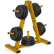 Load image into Gallery viewer, Weight Plate Rack, Weight Tree,  1-Inch Home Gym Storage Stand, Holds 300 lbs-Golden
