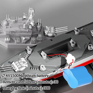 1/390 Scale RC Warship, RC Military Battleship, RC Boat with 2motor, LED Light, Low Battery Alarm, Automatic Power Off, 2.4GHz RC Cruiser Boat